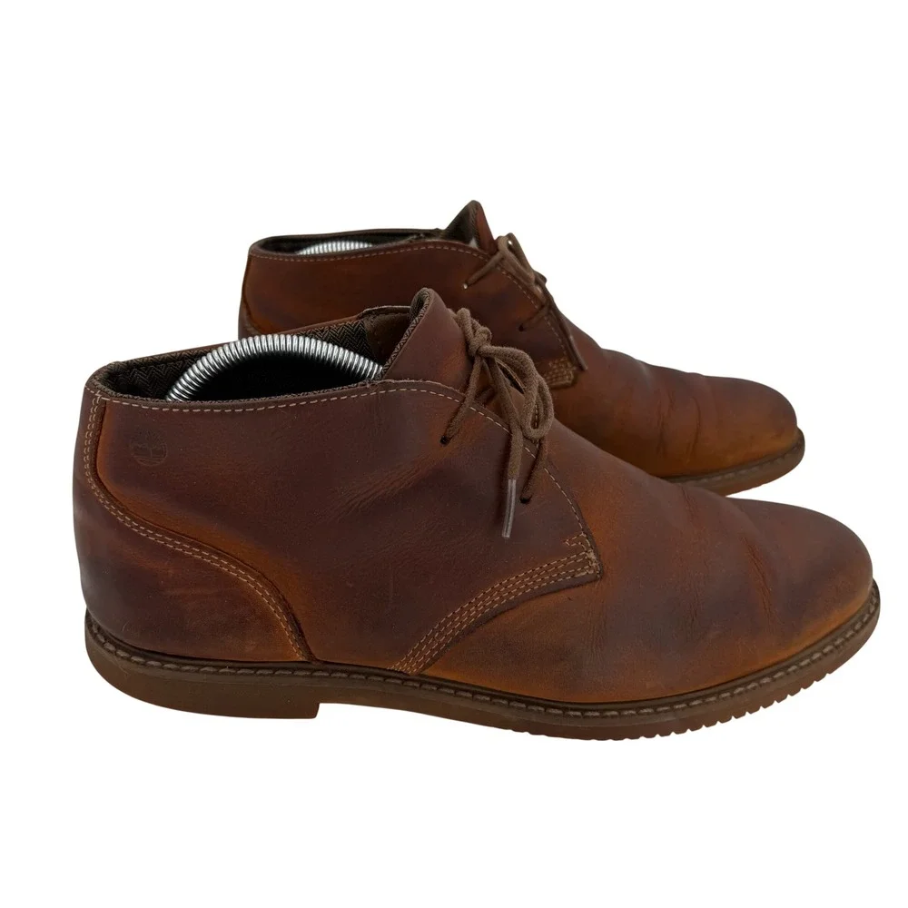 Timberland Larchmont Chukka Boots Brown Full Grain Leather Lace Up Mens 9.5